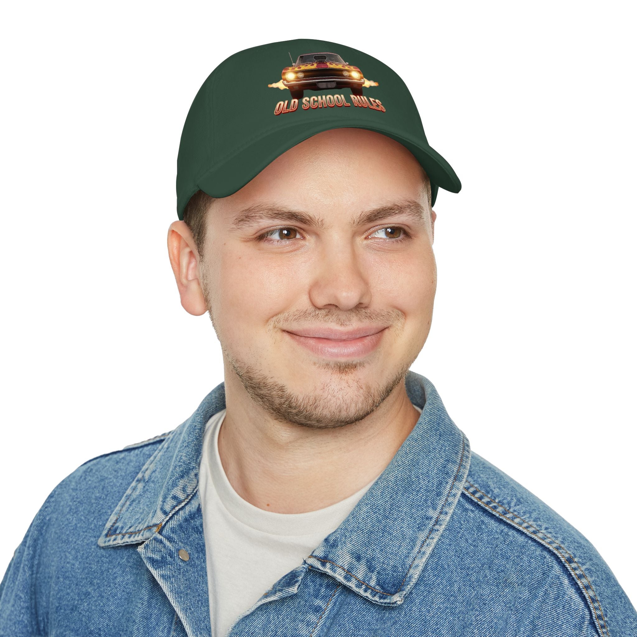Old School Rules Vintage Muscle Car Baseball Cap