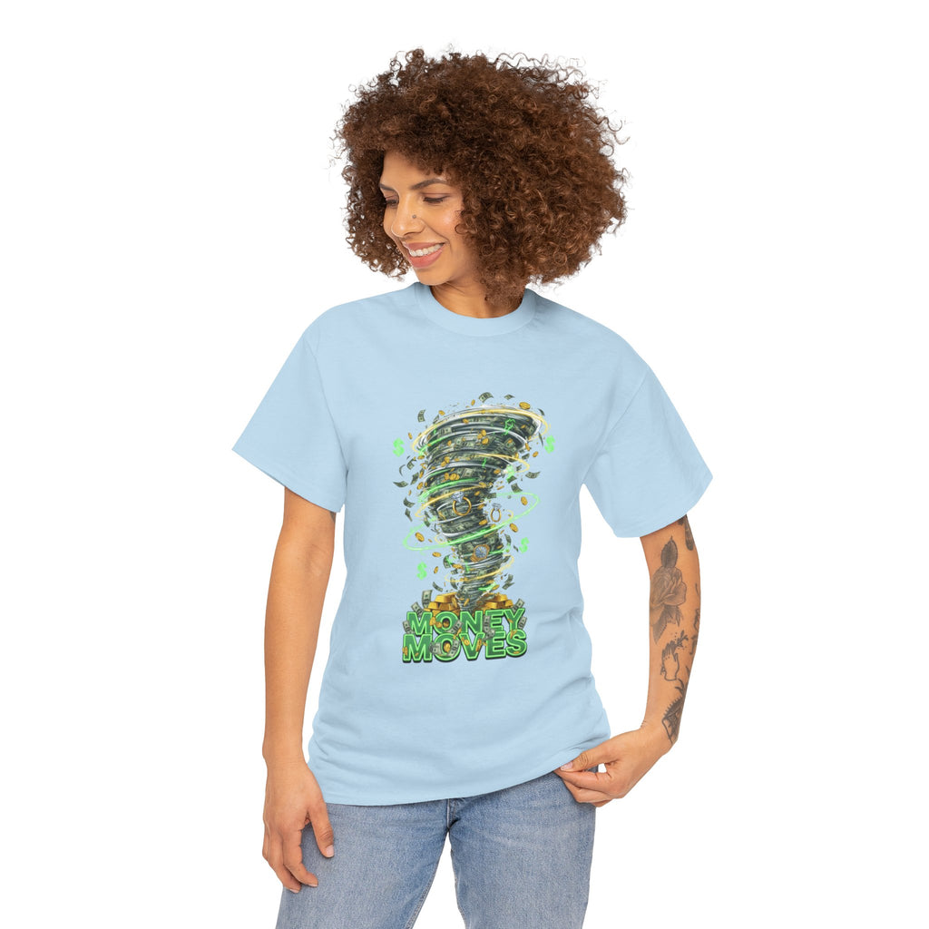 Money Moves Tee — Green Dollar Tornado Graphic T‑Shirt