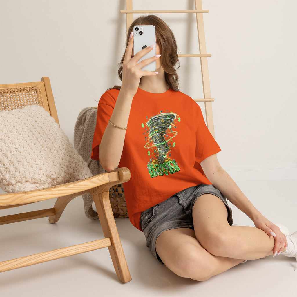 Money Moves Tee — Green Dollar Tornado Graphic T‑Shirt