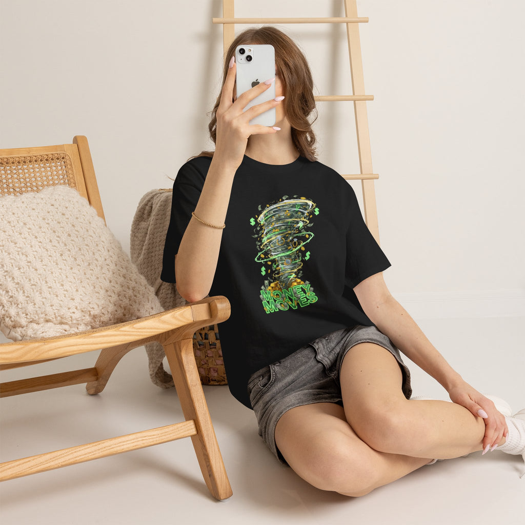 Money Moves Tee — Green Dollar Tornado Graphic T‑Shirt