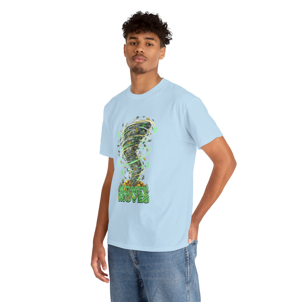 Money Moves Tee — Green Dollar Tornado Graphic T‑Shirt