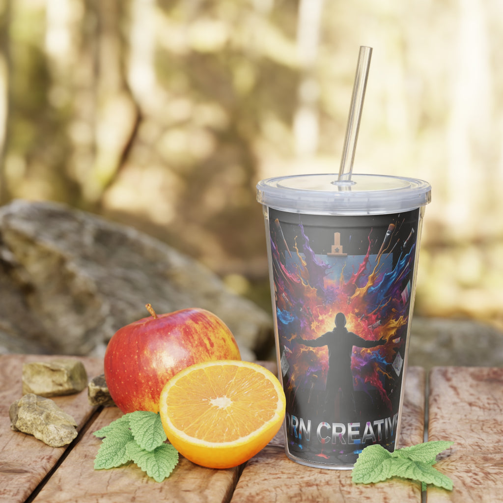 Born Creative Art Tumbler with Straw — Colorful Artist Paint Splash Travel Cup