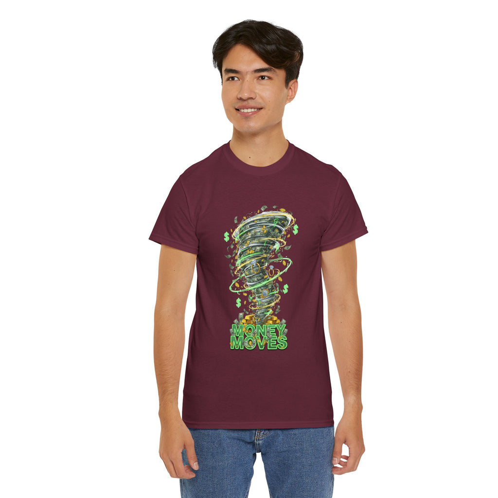 Money Moves Tee — Green Dollar Tornado Graphic T‑Shirt