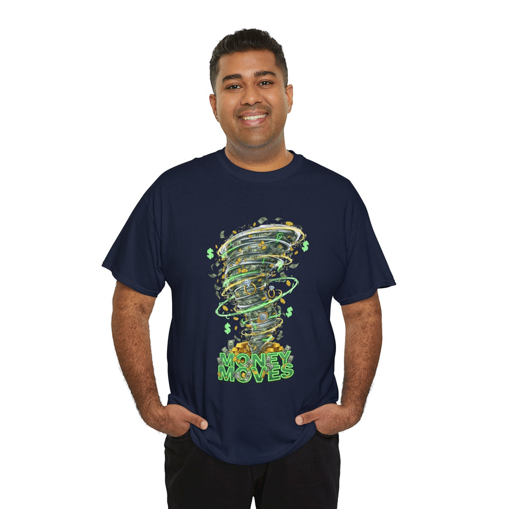 Money Moves Tee — Green Dollar Tornado Graphic T‑Shirt