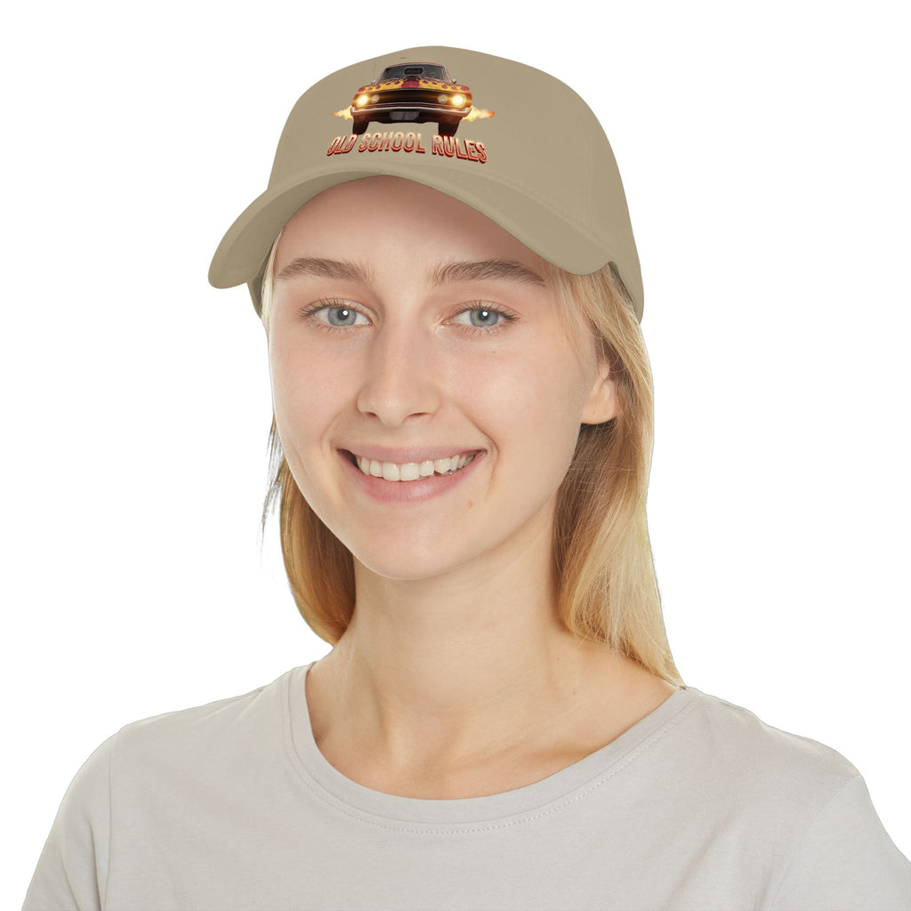 Old School Rules Vintage Muscle Car Baseball Cap