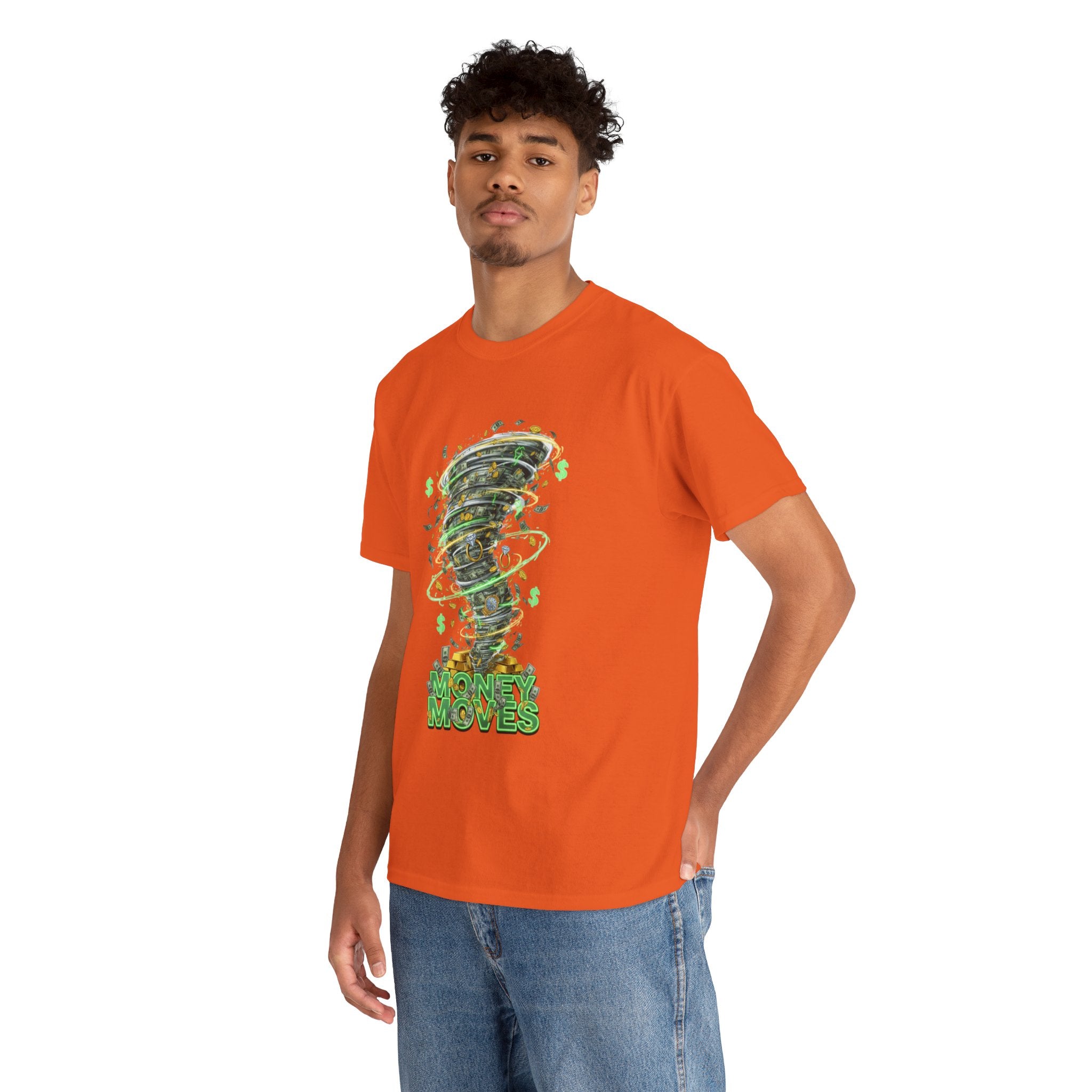 Money Moves Tee — Green Dollar Tornado Graphic T‑Shirt
