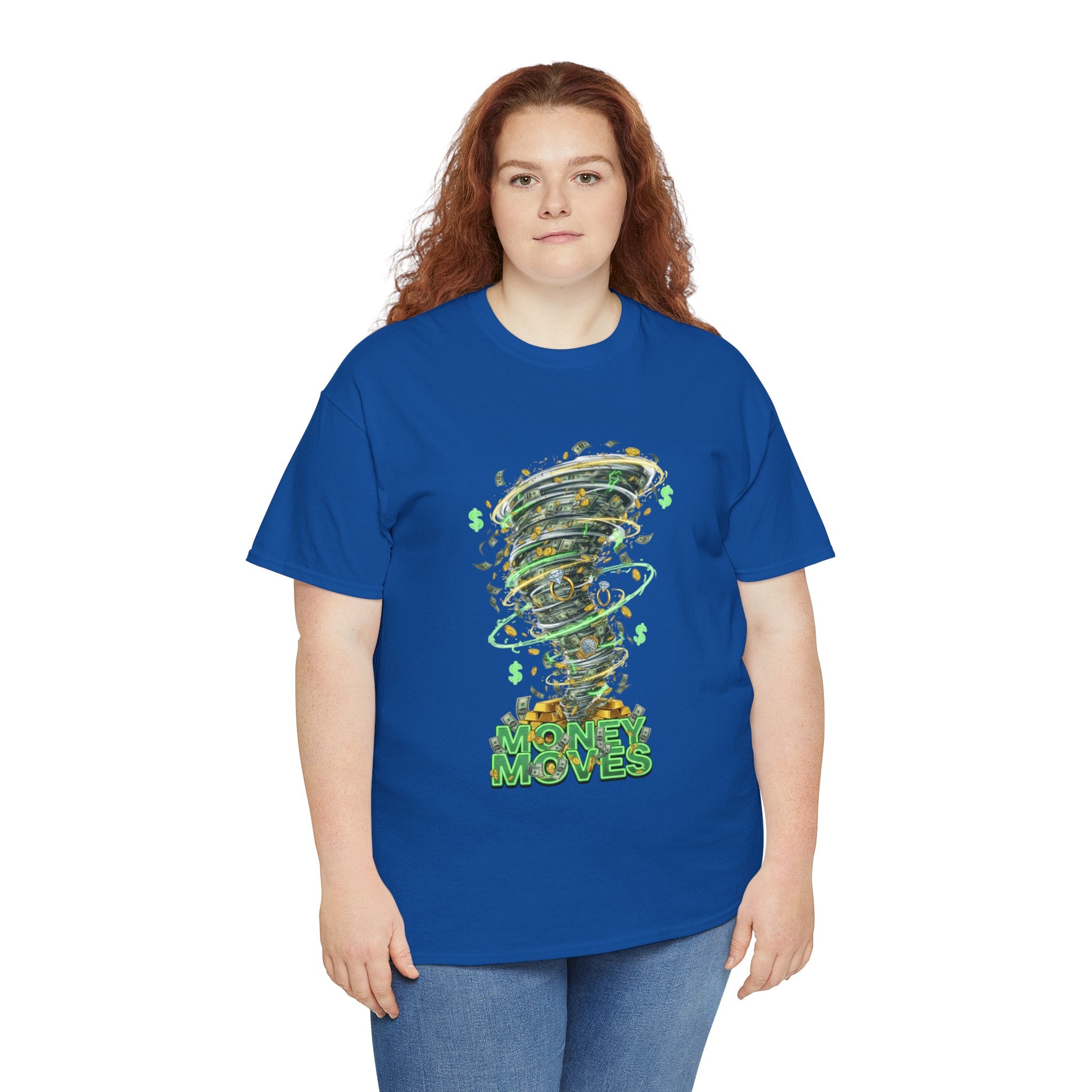 Money Moves Tee — Green Dollar Tornado Graphic T‑Shirt