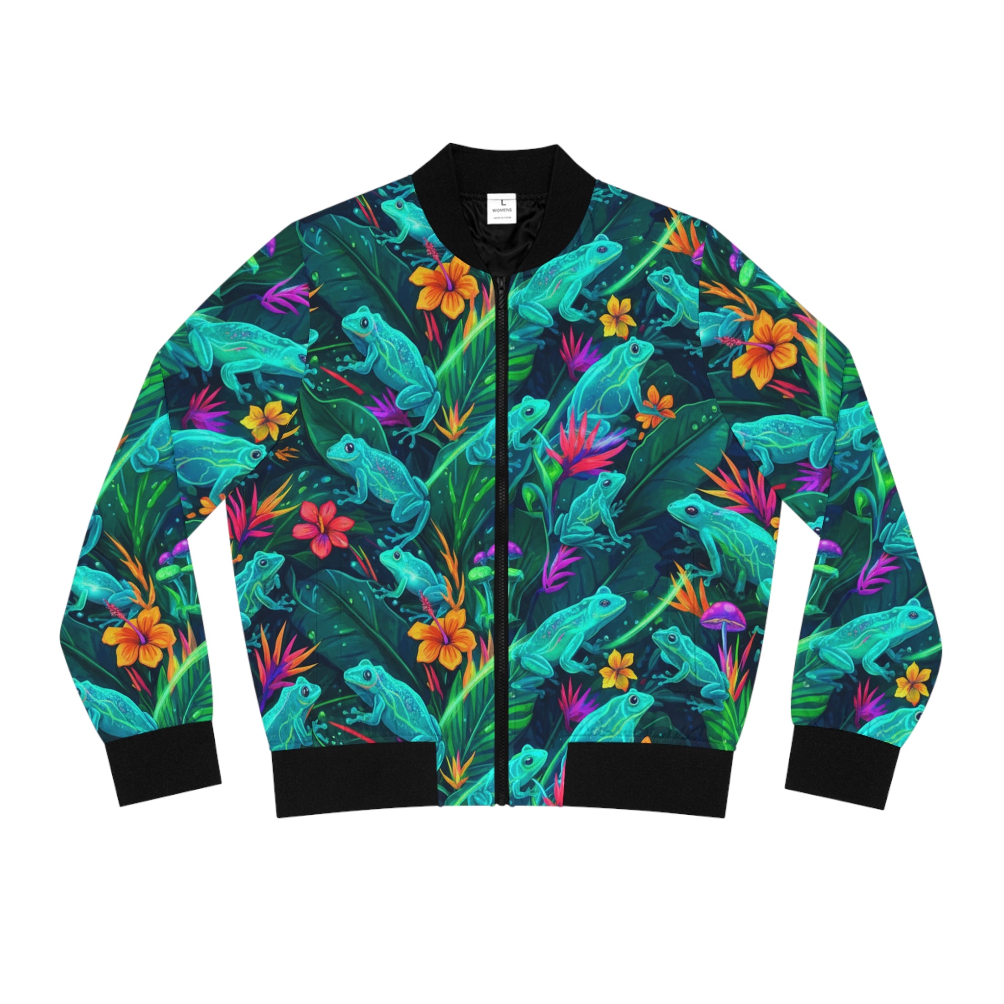 El Coro de Coquíes Bomber Jacket — Floral Jungle Print Women's Jacket