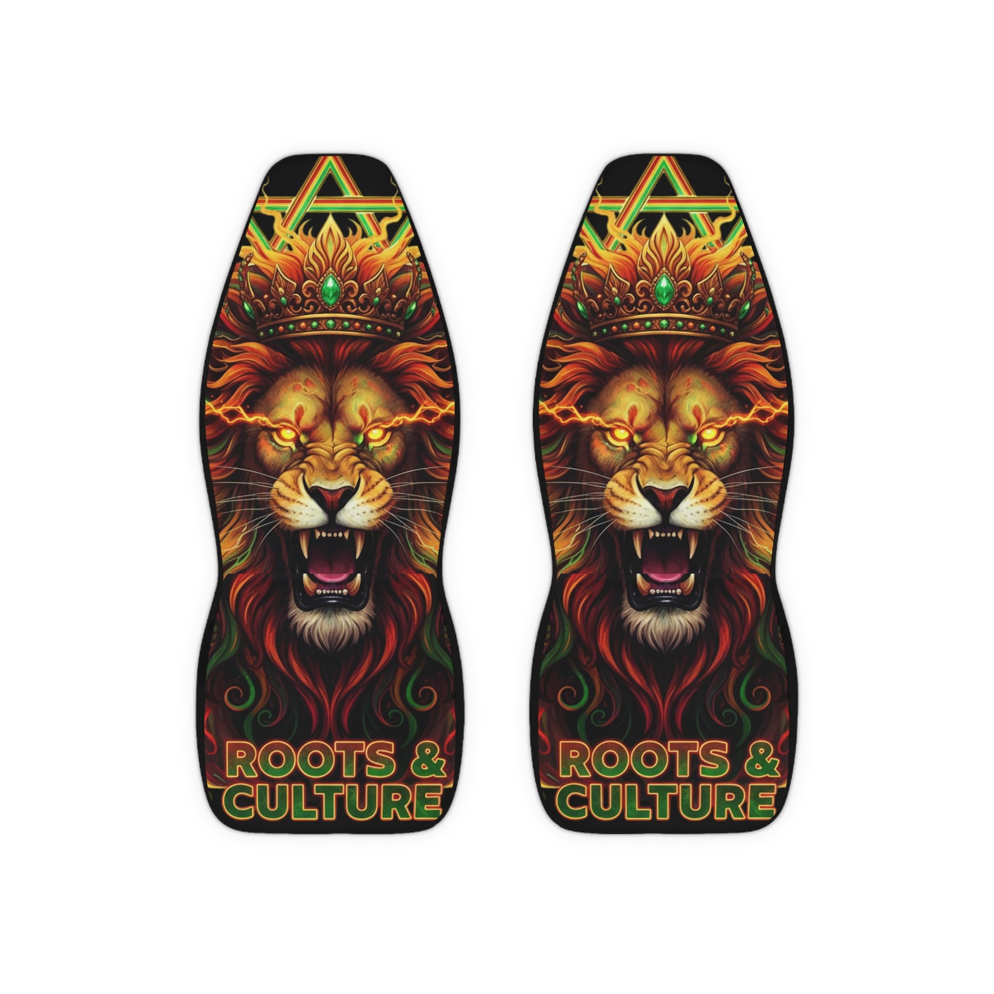 Lion Roots & Culture Polyester Car Seat Covers — Rasta Reggae-Inspired Auto Seat Protector